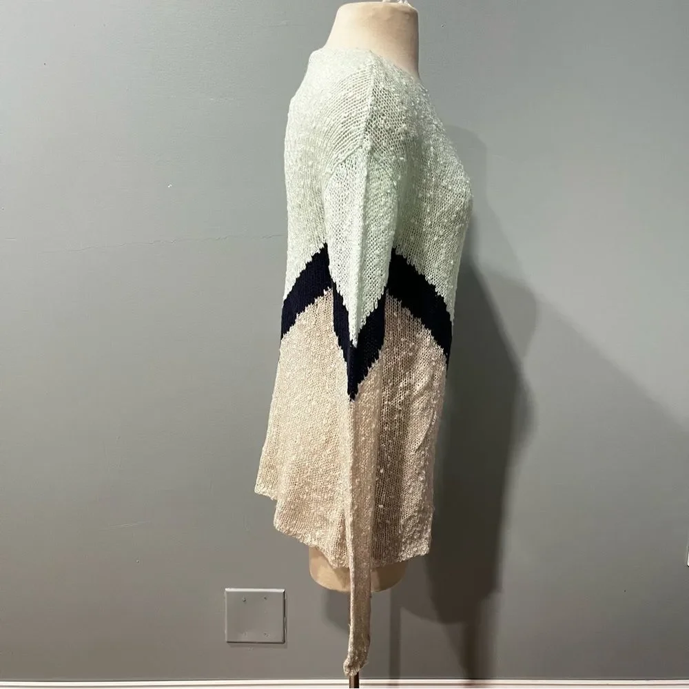 NWT Lord & Taylor Design Lab Mint Chevron Long Sleeve Lightweight Sweater Medium - Picture 4 of 8